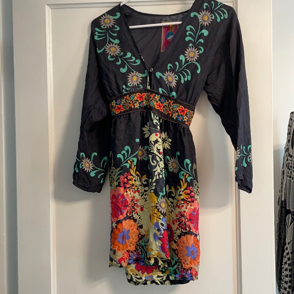 Johnny Was silk dress/tunic kimono style size 0